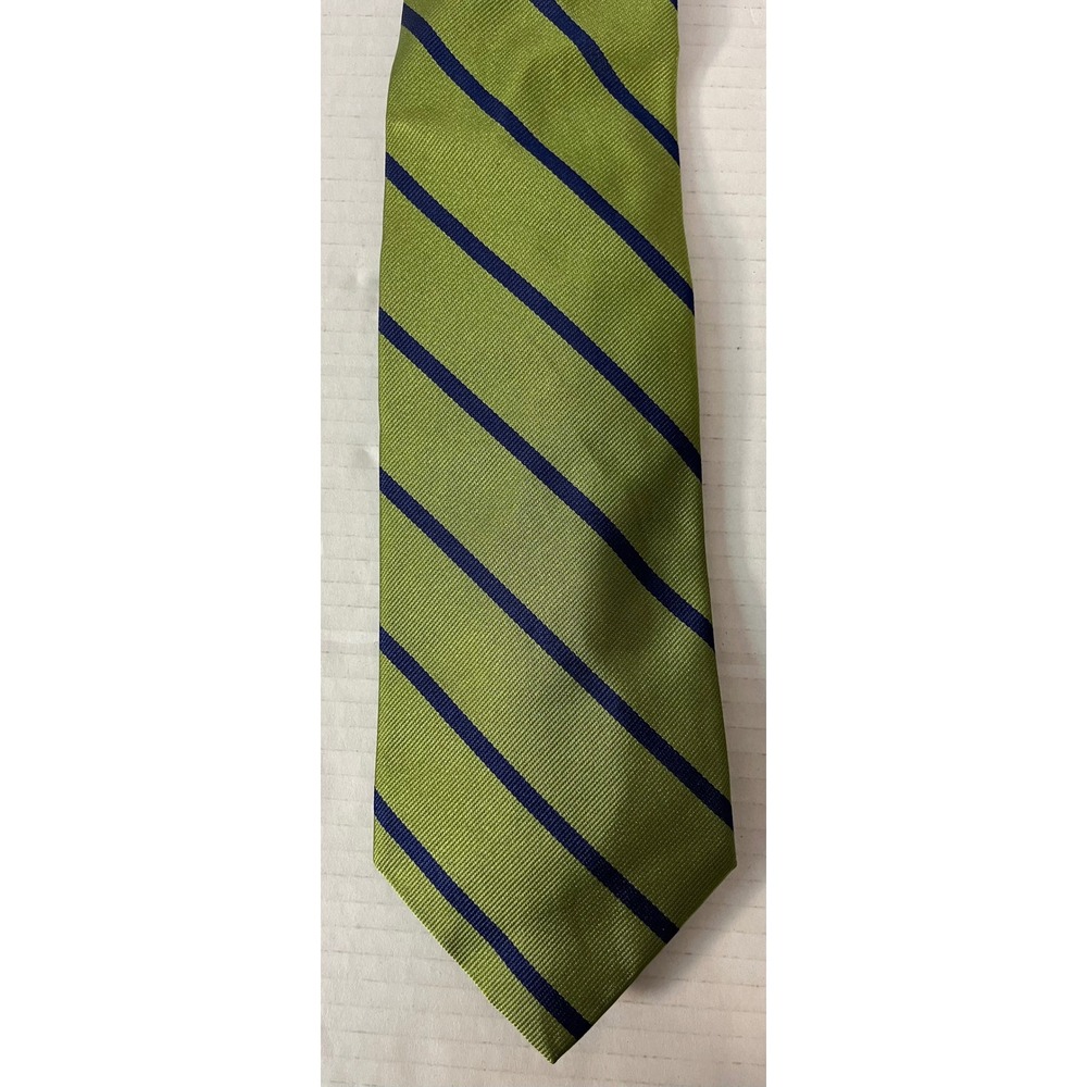 Brooks Brothers Tie Mens OS Green Navy Blue Repp Stripe Silk Makers